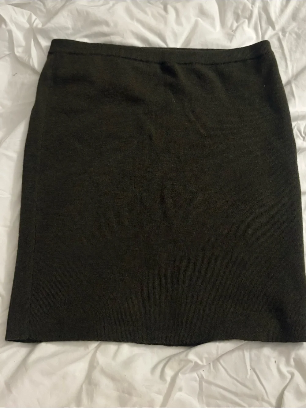 Eileen Fisher Olive Green Knit Sweater Skirt Medium
